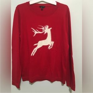 Talbots Red Sweater Christmas Deer Sz Small Holiday